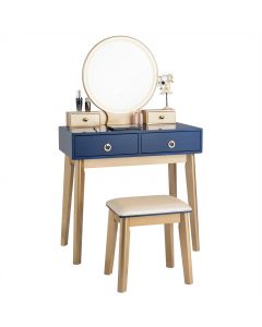 Modern Dressing Table with LED Mirror and Cushioned Stool