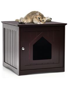 Wooden Cat House Litter Box Enclosure Nightstand