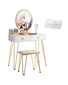 Dressing Table with Vanity Mirror and Stool