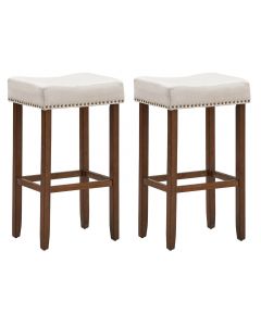 2 Saddle Bar Stools Upholstered Set