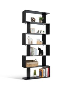 6-tier S-shaped Wooden Industrial Bookshelf Display Unit