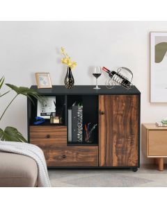Large Cabinet Printer Stand with 2 Drawers Open Shelves