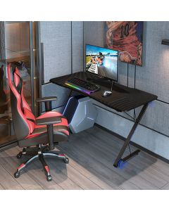 Z-Shaped Ergonomic Gaming Desk with Blue Lights