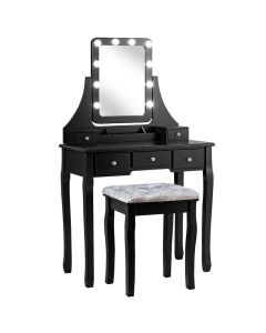 Vanity Mirrored Dressing Table/ Makeup Desk with 5 Drawer and Stool