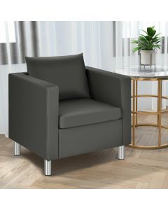Single PU Leather Accent Tub Chair with Pillow