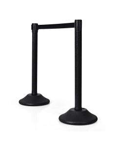 2Pcs Belt Stanchion Set Retractable Queue Safety Barrier