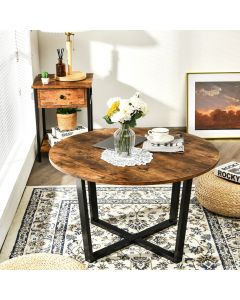 Industrial Round Coffee Table with Adjustable Leg Pads