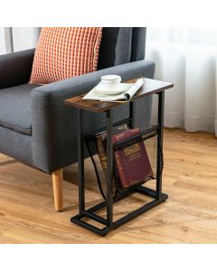 2-Tier Industrial Narrow End Sofa Side Table