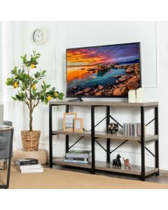 3-Tier Console Table Rustic X-Shaped with Shelves