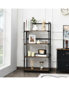 4-Tier Folding Bookshelf with Metal Frame for Living Room