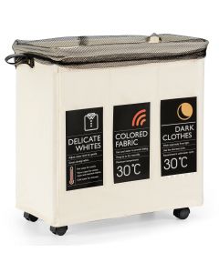 3 Section Large Laundry Basket 120L