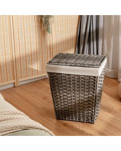 Foldable Handwoven Laundry Hamper with Removable Liner Lid