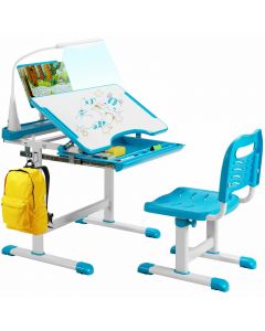 Height Adjustable Kid's Tilted Desk Set with Lamp & Drawer