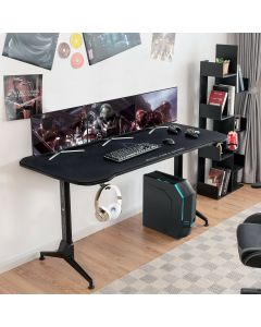 Gaming Computer Desk with Headphone and Cup Holder
