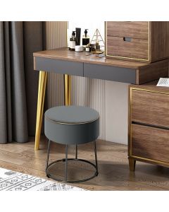 Round Velvet Modern Makeup Dressing Ottoman with Footpads