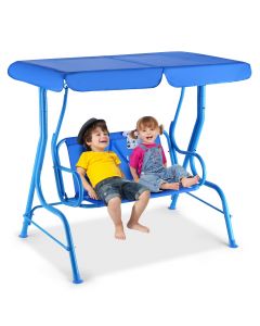 Kid's 2-Seat Swing with Safety Belt & Adjustable Canopy