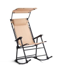 Folding Garden Rocking Lounge Chair with Shade Canopy