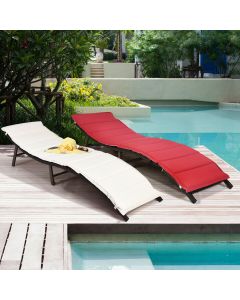 2PCS Folding Chaise Lounge Double-sided Cushioned