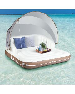 Inflatable Pool Lounger with Sun Canopy