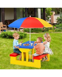 Colourful Children's Picnic Table Set with Removable Umbrella