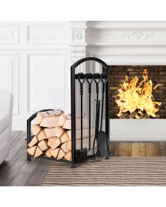 Firewood Rack with 4 Tools Fireplace Log Storage Holder Set