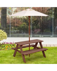 Children's Garden Picnic Table Bench Umbrella Parasol Set
