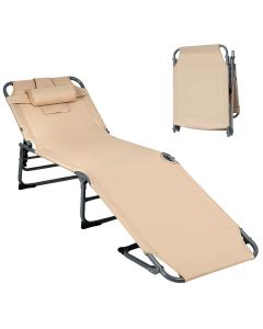 Folding Chaise Lounger Portable Adjustable Recliner