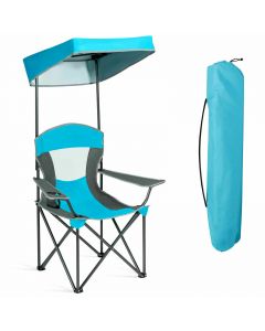 Folding Camping Chair with Canopy & Cup Holder