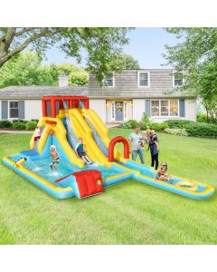 Inflatable Water Park Kids Bounce House Double Water Slides Pool
