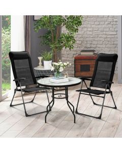 2 PCS Folding Garden Chair Ergonomic Adjustable Mesh Back