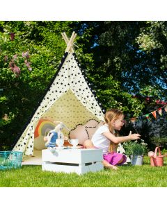 Children Teepee Play Tent Canvas Playhouse Folding Camping Wigwam