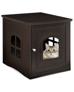 Decorative Cat House Side Table with Window