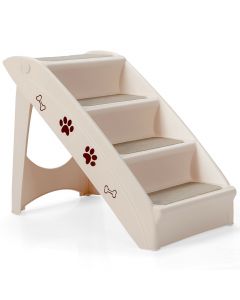 Portable Folding Plastic Pet Stairs with Non-slip Pad