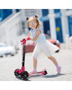 Children's Folding 3 Wheeled Music Scooter with LED Lights