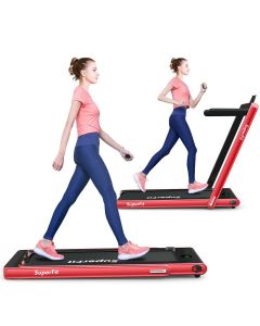 1-12Kph Folding Electric Treadmill  with Bluetooth Capability Red Navy Silver