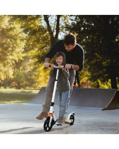 Kids Adults Pro Push Stunt Kick Scooter with Adjustable Bar 360° Wheel Carry Strap White
