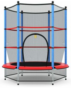 Children's Trampoline with Safety Net Enclosure and Plastic Foot Pads