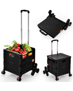 Folding Shopping Trolley Boot Tidy with 360° Swivel Wheels