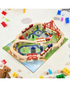 100 Pcs Kid's Wooden Train Railway Track Set Table