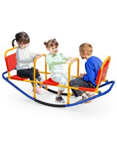 Kid's Metal 3 Seat Rocking Seesaw with Handlebars