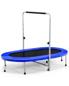 Double Foldable Fitness Trampoline with Adjustable Handrail