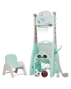 Multi-function Kid's Basketball Hoop Stand Playset with Painting Board