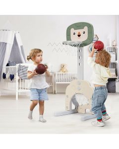 3-in-1 Basketball Hoop Set Stand 5 Adjustable Height