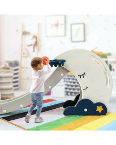 Kid's First Slide Foldable Baby Climber Set with Basketball Hoop