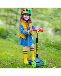 Kids Folding Push Scooter with 3 Flashing Light Wheels