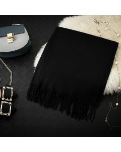 Winter Cashmere Scarf Cotton Blend Shawl Soft Large Warm Neck Wrap Scarves - Black