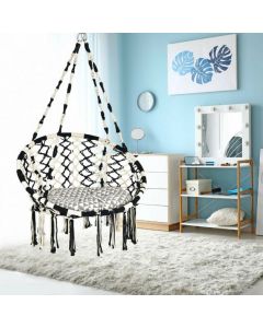 Cotton Weave Relax Hammock Chair with Soft Cushion and Fringes