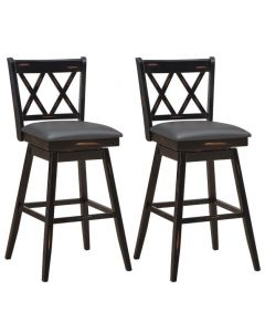 Set of 2 Counter Height Bar Stool with Foot Rest Upholstered Cushion