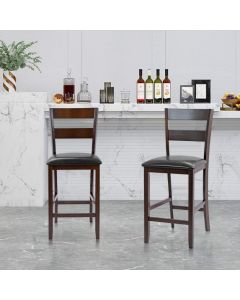 Set of 2 63.5 cm Counter Height Upholstered Bar Stools with Soft Padded Seat
