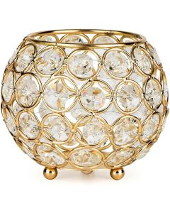 Crystal Candle Holder for Home Decorate Office Wedding Table Centerpiece - Gold